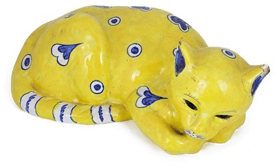 Lot 473 - AN EMILE GALLE FAIENCE CAT
