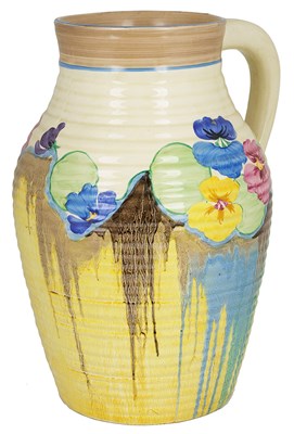 Lot 474 - A CLARICE CLIFF BIZARRE 'LOTUS' SHAPE JUG