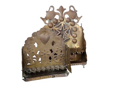 Lot 483 - TWO BRASS HANUKKAH LAMPS