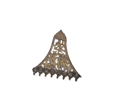 Lot 486 - A BRASS HANUKKAH LAMP