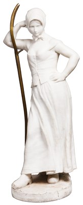 Lot 503 - ALFRED BOUCHER (1850 - 1934): LA FANEUSE (THE HAYMAKER)