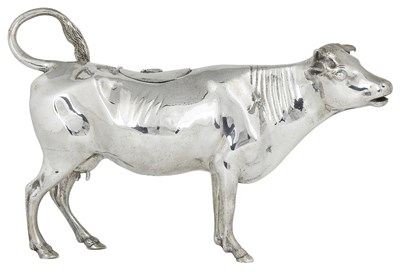 Lot 516 - A LARGE GERMAN SILVER COW CREAMER