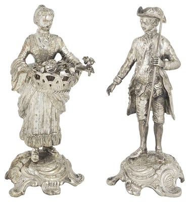 Lot 519 - A PAIR OF GERMAN SILVER FIGURES