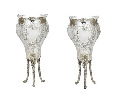 Lot 522 - A PAIR OF SILVER VASES