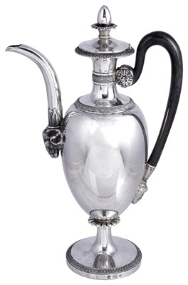 Lot 528 - AN ITALIAN SILVER COFFEE POT
