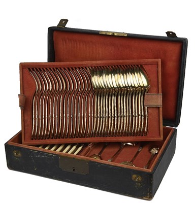Lot 537 - ~A FRENCH SILVER-GILT DESSERT SERVICE