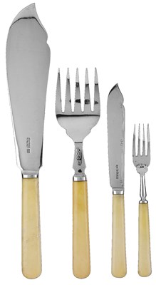 Lot 539 - ~A SET OF TWELVE SILVER FISH FORKS