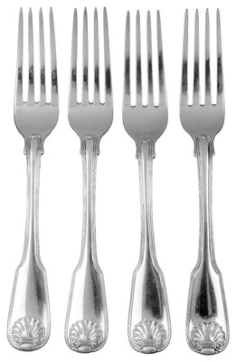 Lot 540 - A SET OF TWENTY-THREE GEORGE III SILVER TABLE FORKS