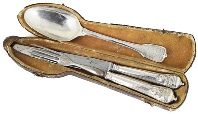 Lot 541 - A GERMAN SILVER THREE-PIECE TRAVELLING SET