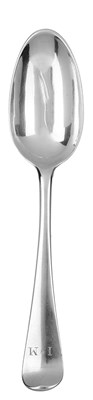 Lot 555 - A SET OF FOUR GEORGE II SILVER HANOVERIAN PATTERN TABLESPOONS