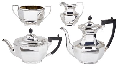 Lot 578 - AN EDWARDIAN SILVER FOUR-PIECE TEA AND COFFEE SET