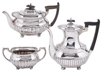 Lot 583 - A THREE-PIECE SILVER TEA AND COFFEE SET