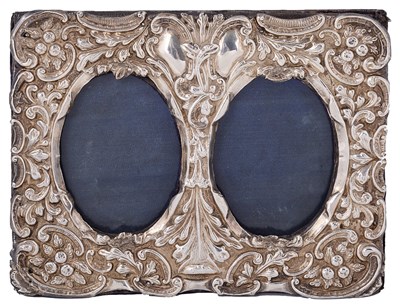 Lot 591 - A VICTORIAN SILVER-MOUNTED DOUBLE PHOTOGRAPH FRAME