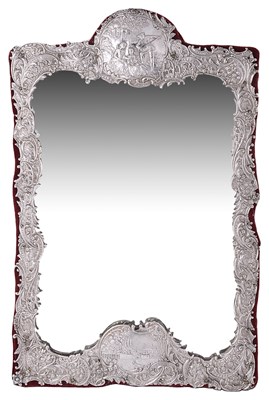Lot 593 - A VICTORIAN SILVER-MOUNTED DRESSING TABLE MIRROR