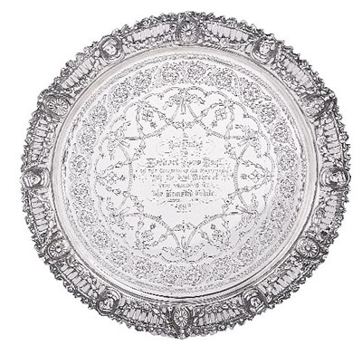 Lot 606 - A VICTORIAN SILVER SALVER