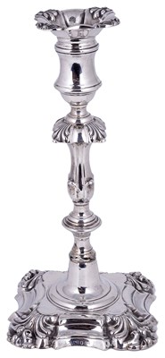 Lot 610 - A WILLIAM IV SILVER CANDLESTICK
