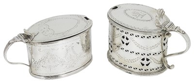 Lot 612 - TWO GEORGE III SILVER MUSTARD POTS