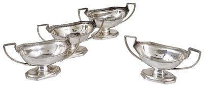 Lot 624 - A SET OF FOUR GEORGE III SILVER SALT CELLARS