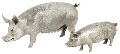 Lot 644 - TWO SILVER FIGURES OF PIGS