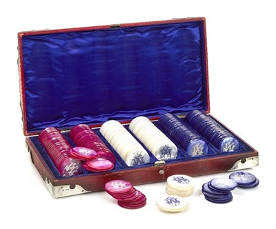 Lot 645 - A VICTORIAN GAMING COUNTER SET
