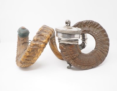 Lot 647 - TWO VICTORIAN RAM'S HORN SNUFF MULLS