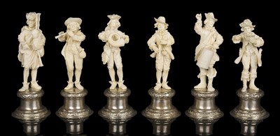 Lot 681 - ~A BAND OF SIX IVORY ITINERANT GERMAN MUSICIANS