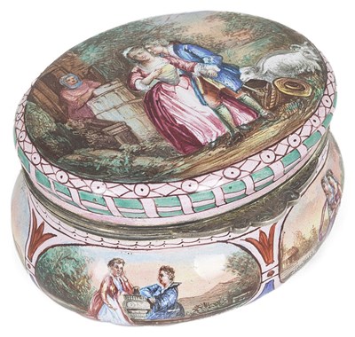 Lot 694 - AN AUSTRO-HUNGARIAN SILVER-MOUNTED ENAMEL BONBONNIERE