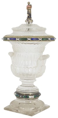 Lot 697 - A SILVER-GILT MOUNTED ROCK CRYSTAL VASE AND COVER