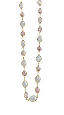 Lot 738 - AQUAMARINE AND TOURMALINE NECKLACE