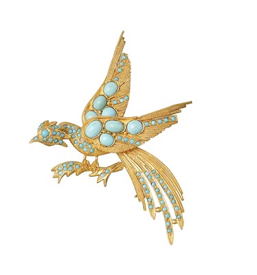 Lot 744 - TURQUOISE BROOCH