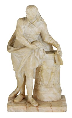 Lot 100 - AN ALABASTER FIGURE OF MILTON