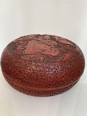 Lot 39 - A LARGE CHINESE CARVED CINNABAR LACQUER BOX AND COVER, LATE QING DYNASTY, LATE 19TH/EARLY 20TH CENTURY