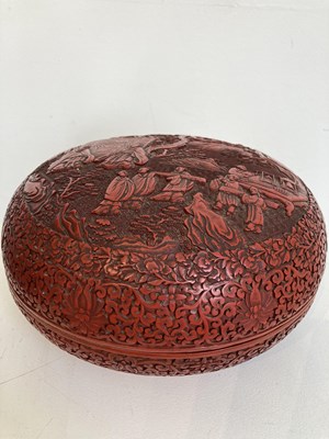 Lot 39 - A LARGE CHINESE CARVED CINNABAR LACQUER BOX AND COVER, LATE QING DYNASTY, LATE 19TH/EARLY 20TH CENTURY