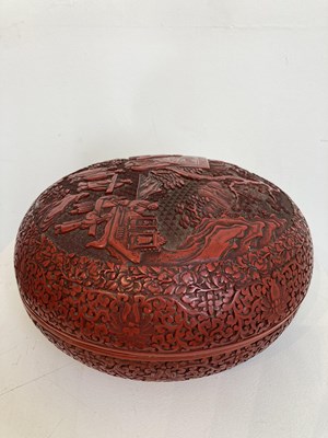 Lot 39 - A LARGE CHINESE CARVED CINNABAR LACQUER BOX AND COVER, LATE QING DYNASTY, LATE 19TH/EARLY 20TH CENTURY