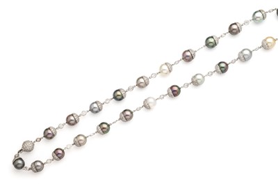 Lot 315 - ADLER: CULTURED PEARL AND DIAMOND NECKLACE