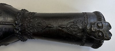 Lot 528 - A FINE SOUTH INDIAN GAUNTLET SWORD (PATA) WITH CARVED WOODEN HILT, 17TH/EARLY 18TH CENTURY, PROBABLY MYSORE, KARNATAKA