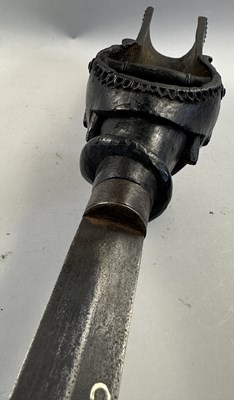 Lot 528 - A FINE SOUTH INDIAN GAUNTLET SWORD (PATA) WITH CARVED WOODEN HILT, 17TH/EARLY 18TH CENTURY, PROBABLY MYSORE, KARNATAKA