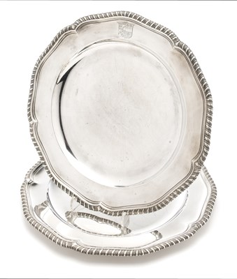 Lot 185 - A PAIR OF GEORGE III SILVER PLATES, FOGELBERG & GILBERT, LONDON, 1792