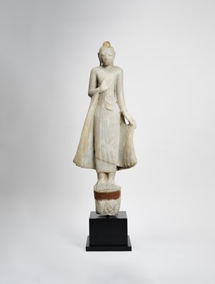 Lot 370 - A MARBLE STANDING FIGURE OF BUDDHA, BURMA (NOW MYANMAR), 19TH CENTURY