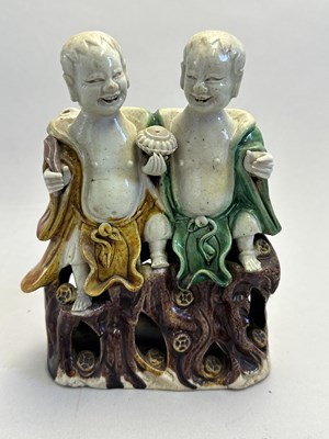 Lot 41 - A CHINESE BISCUIT GROUP OF THE HEHE ERXIAN, QING DYNASTY, KANGXI PERIOD (1662-1722)