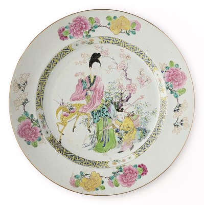 Lot 19 - A LARGE FAMILLE-ROSE 'MAGU' CHARGER, QING DYNASTY, YONGZHENG PERIOD (1723-35)