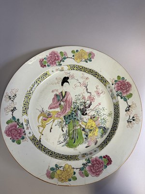 Lot 19 - A LARGE FAMILLE-ROSE 'MAGU' CHARGER, QING DYNASTY, YONGZHENG PERIOD (1723-35)