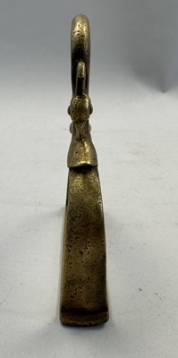 Lot 548 - AN INDIAN COPPER ALLOY STIRRUP AND A PAIR OF INDIAN COPPER ALLOY STIRRUPS, 18TH/19TH CENTURY