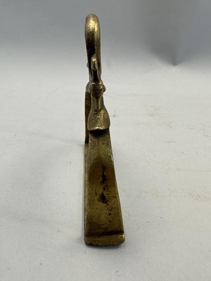 Lot 548 - AN INDIAN COPPER ALLOY STIRRUP AND A PAIR OF INDIAN COPPER ALLOY STIRRUPS, 18TH/19TH CENTURY
