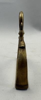 Lot 548 - AN INDIAN COPPER ALLOY STIRRUP AND A PAIR OF INDIAN COPPER ALLOY STIRRUPS, 18TH/19TH CENTURY