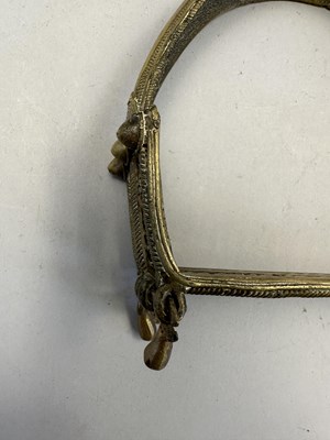 Lot 548 - AN INDIAN COPPER ALLOY STIRRUP AND A PAIR OF INDIAN COPPER ALLOY STIRRUPS, 18TH/19TH CENTURY