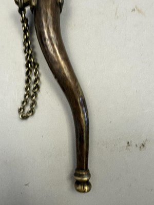 Lot 546 - A SOUTH INDIAN FLASK, POSSIBLY MALABAR 19TH CENTURY AND AN INDIAN POWDER FLASK, 19TH/20TH CENTURY