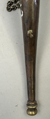 Lot 546 - A SOUTH INDIAN FLASK, POSSIBLY MALABAR 19TH CENTURY AND AN INDIAN POWDER FLASK, 19TH/20TH CENTURY