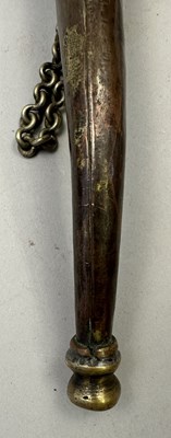 Lot 546 - A SOUTH INDIAN FLASK, POSSIBLY MALABAR 19TH CENTURY AND AN INDIAN POWDER FLASK, 19TH/20TH CENTURY
