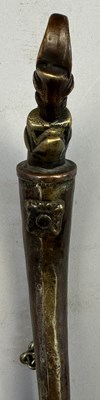 Lot 546 - A SOUTH INDIAN FLASK, POSSIBLY MALABAR 19TH CENTURY AND AN INDIAN POWDER FLASK, 19TH/20TH CENTURY